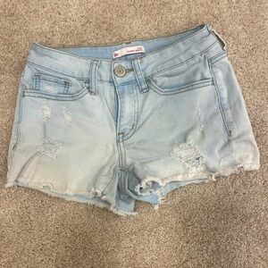 SO Light Blue Ripped Jean Shorts size 1